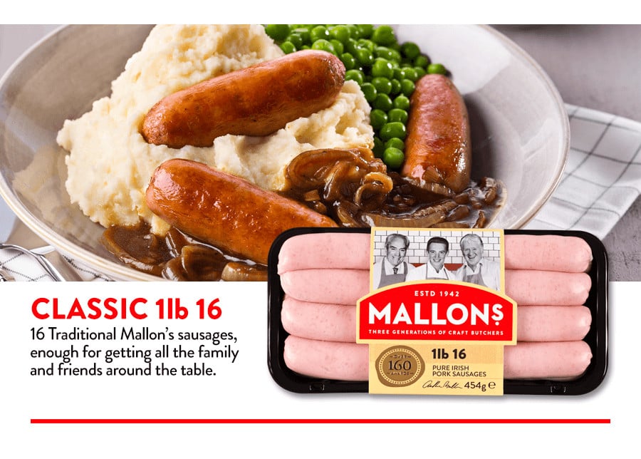 Mallons Retail 16s Breakfast Sausages | 10 × 454 g diepvries